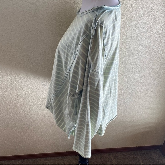 Pilcro The Riley Top Scoop Neck Green Striped Cotton Relaxed Fit 3/4 Sleeves: M - Picture 4 of 12